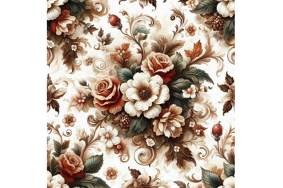 04 Seamless white floral pattern with vintag