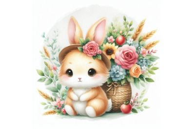 Cute watercolor rabbit