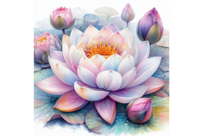 Watercolor beautiful lotus