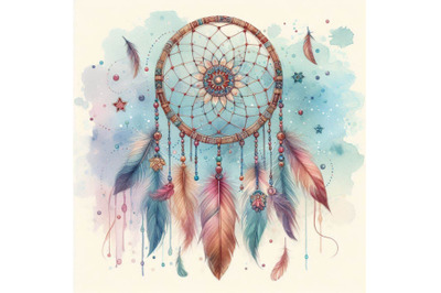 Watercolor ethnic dream catcher