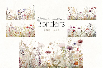 Watercolor Wildflower Borders