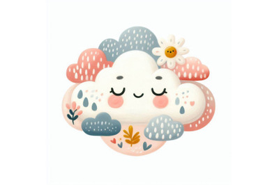 cute clouds in scandinavian style isolate on white background