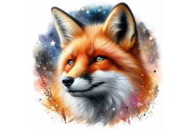 Watercolor Fox isolate on white background