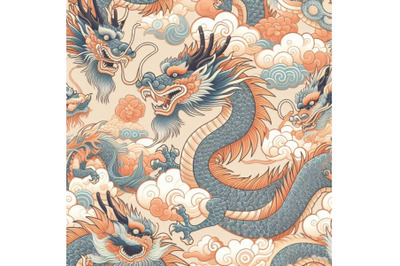 Chinese Dragon seamless pattern. Asian dragon il