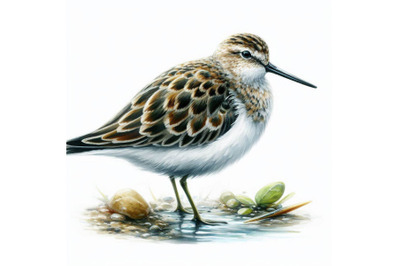 Sandpiper water bird watercolor  isolate on white background