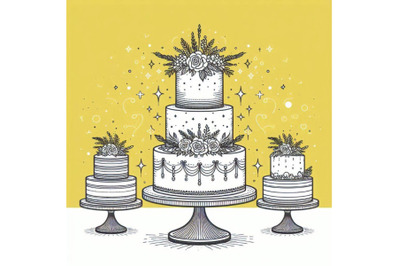 wedding cake on white background