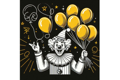 unny clown with ballons