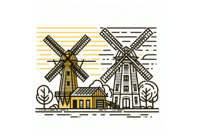 windmill building on white background