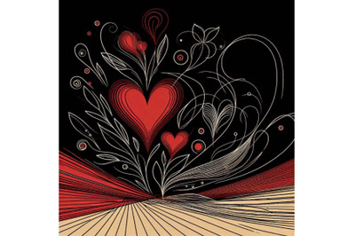 Beautiful red Valentines day card with abstract design