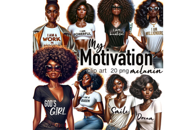 Motivational Black Girl Boss Clipart for Planner