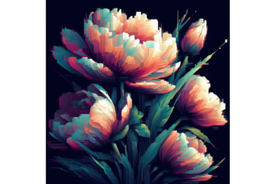 05 tulip in Glitch Art Style on Dark Backgr