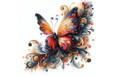 06 butterfly design over white background,