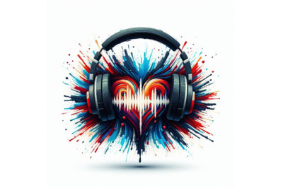 06 Headphones icon with sound wave beats