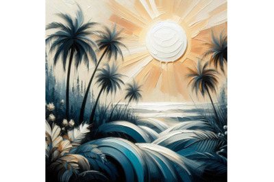 06 Palm trees in front of a abstract sun