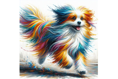 06 Running colorful dog. Running colorful lon