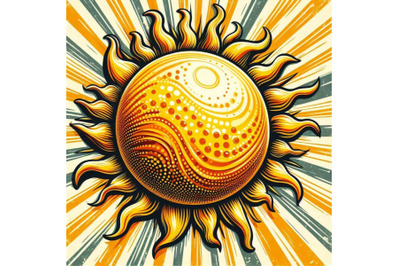 06 Yellow orange sun pop art retro rays back