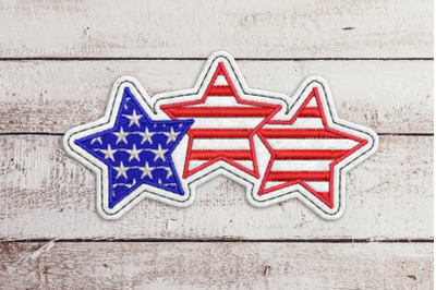 Patriotic Trio of Stars ITH Feltie | Applique Embroidery