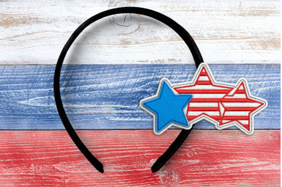 Patriotic Trio of Stars ITH Headband Slider | Applique Embroidery