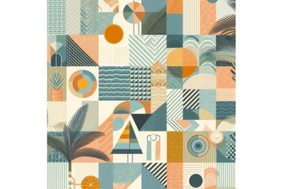 Abstract summer geometric seamless pattern