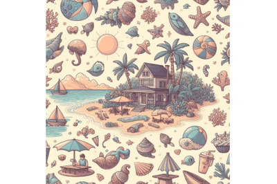 Summer beach seamless pattern