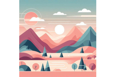 Abstract mountain range landscape&2C; flat scenery backg