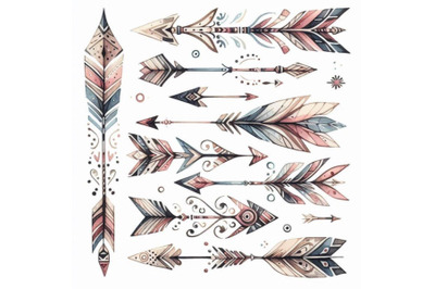 Watercolor tribal arrows