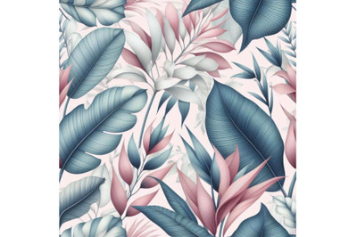 Tropical leaves seamless pattern. Floral design backgro