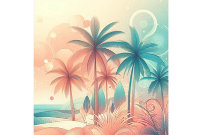 Abstract summer tropical palm tree background