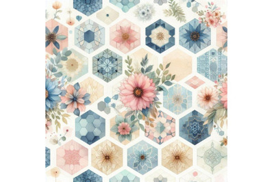 Watercolor hexagon seamless pattern