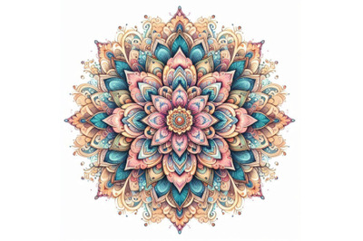 Watercolor mandala. Traditional lace isolated on whi