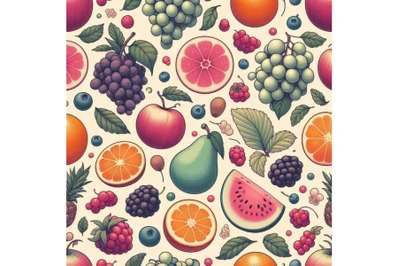 Fruits and berries seamless pattern