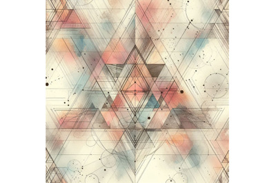 Triangle seamless pattern with grunge and watercol