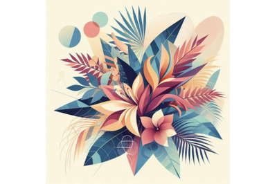 Abstract summer geometric background with exotic flo