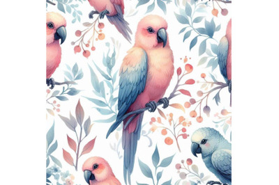 Watercolor parot seamless pattern