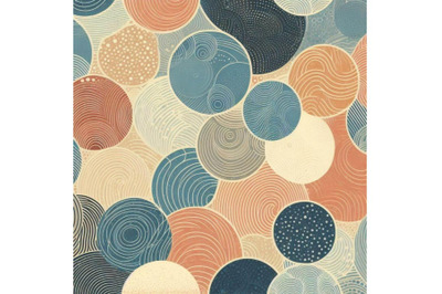 Abstract textured circle shapes seamless pattern