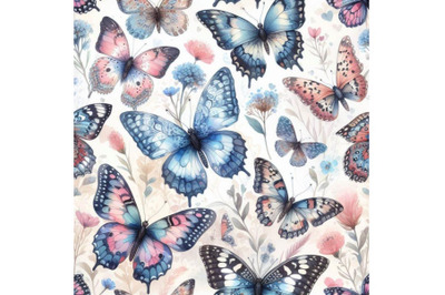 Beautiful watercolor butterflies seamless pattern