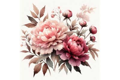 Hand painted watercolor peonies