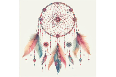 Watercolor ethnic dreamcatcher