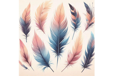 Watercolor feather background