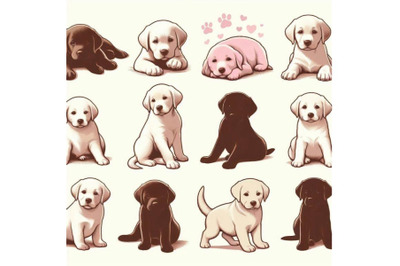 Labrador retriever puppy set