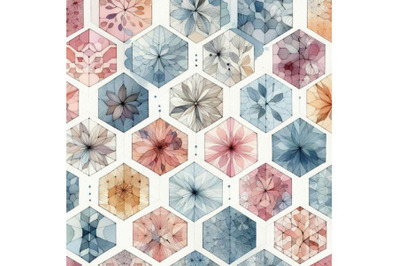 Watercolor hexagon seamless pattern