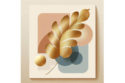 Abstract poster design minimal shapes&2C; glossy golden