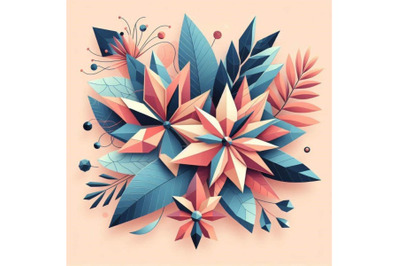 Abstract summer geometric elements with exotic flowe