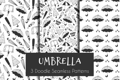 Umbrella Doodle Seamless Patterns