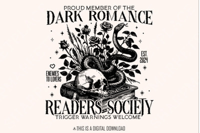 Dark Romance Readers Society PNG, Book Lover, Bookish Png, Smut Lover Gift, Dark Romance Book, Spicy Book Lover, Morally Grey Sublimation