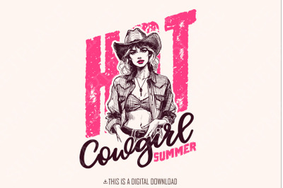 Hot Cowgirl Summer Png, Cowgirl Summer, Retro Western Png, Trendy Western, Beach Girl, Desert Darlin, Sublimation Download, Digital Designs