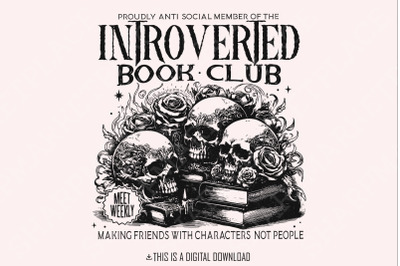 Introverted Book Lover Png, Antisocial Book Club Digital Download, Bookish, Reading Nerd Png, Librarian Svg, Booktrovert