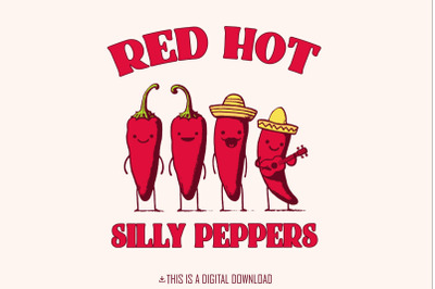 Red Hot Silly Peppers Puns png, Farmers Market Png, Funny Vintage Bands, Alternative Rock Png, Music Graphic, Band Music Png