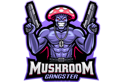 Mushroom gangster esport mascot logo design