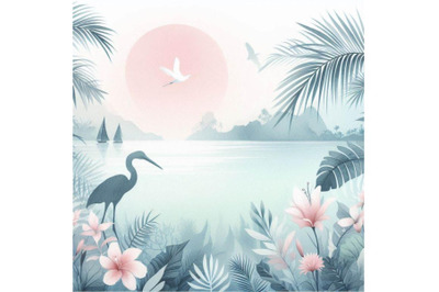 Watercolor tropical background